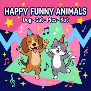 Happy Funny Animals Dog Cat Pies Kot I