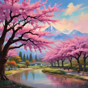 Sakura-lined street